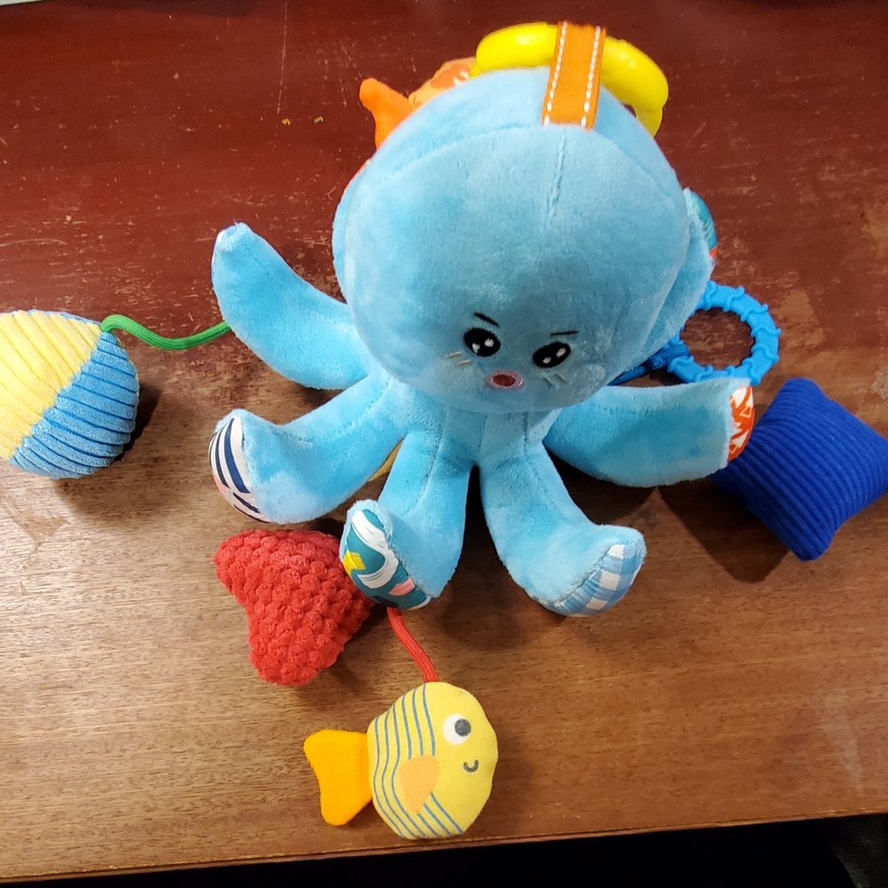 Blue Plush Octopus Learning Toy